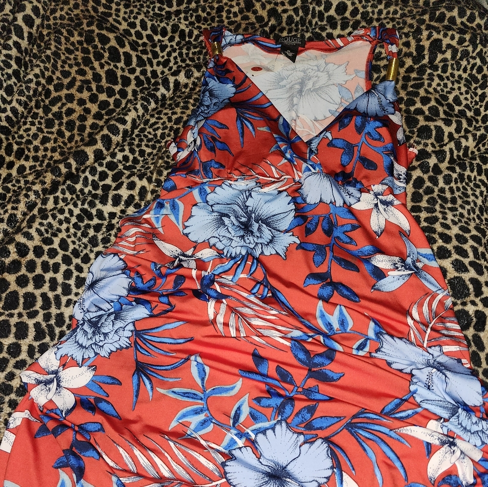 Rouge! Floral Maxi Dress - Red and Blue